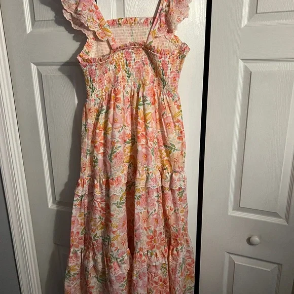 NWOT Haute Hippie Orange and Pink Smocked Tiered Sundress - Picture 13 of 13